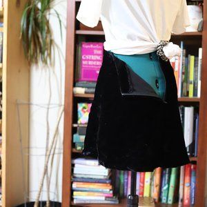 Vintage | black velvet skater skirt